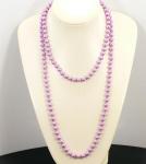 Sautoir en perles de verre nacrées - Violet - Longueur 120 cm