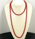 Sautoir en perles de verre nacrées - Rouge - Longueur 120 cm